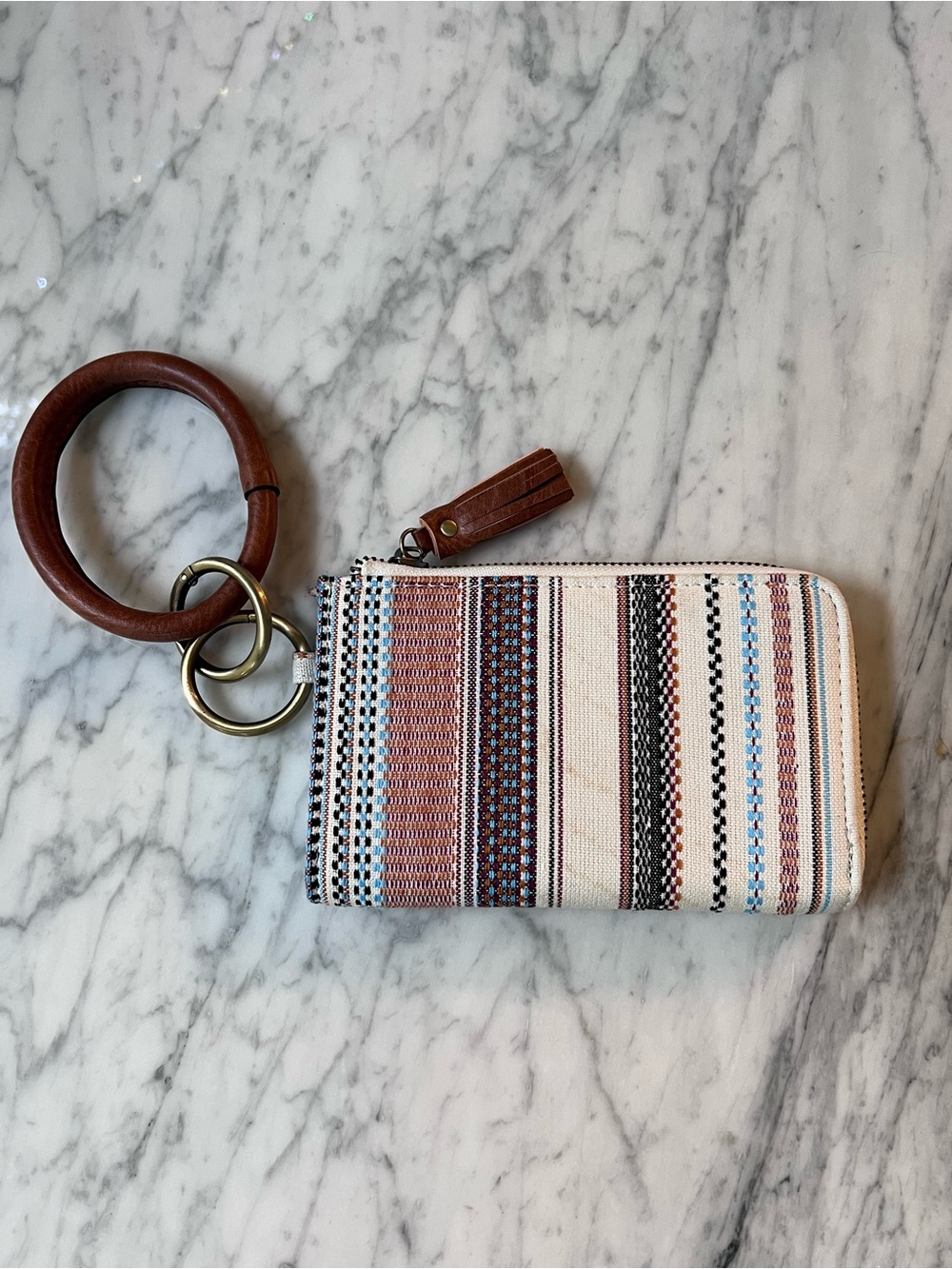 Boho Striped Wristlet Wallet Vegan Bangle Liv Jen & Co